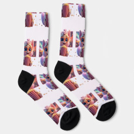 Calcetines Medias Divertidas de Gatito con Palomitas de Maíz