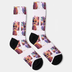 Calcetines Medias Divertidas de Gatito con Palomitas de Maíz
