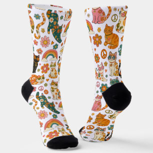 Calcetines Medias Retro Gatos Setenteros Gatos Divertidos Vin