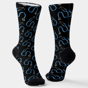 Calcetines Médicos Stethoscope Patterned Black Blue Clinic
