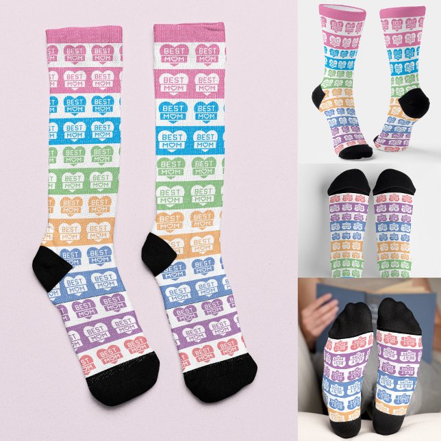 CALCETINES MEJOR BIENVENIDA MODERNA EDITABLE MOM COLORFUL STR (Subido por el creador)