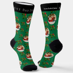 Calcetines Mejor Papá del Mundo Foto y Nombre Navidad