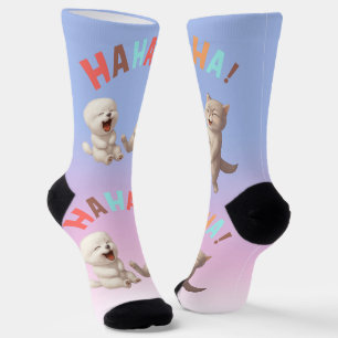 Calcetines Mejores Amigas Riéndose: ¡JA, JA, JA! Arte de Bich