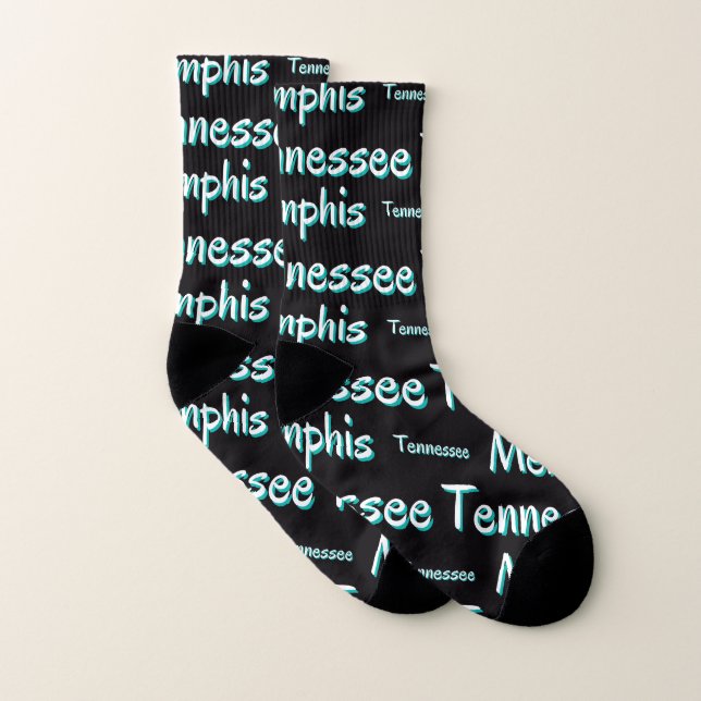 Calcetines Memphis Tennessee Negro y Blanco Estampado Total (Par)