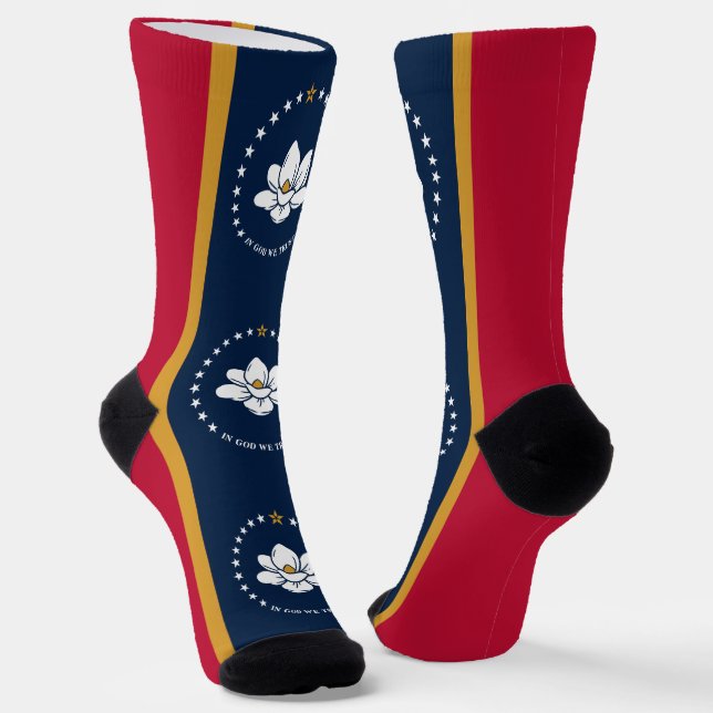 Calcetines Men crew socks with flag of Mississippi, USA (Angular)