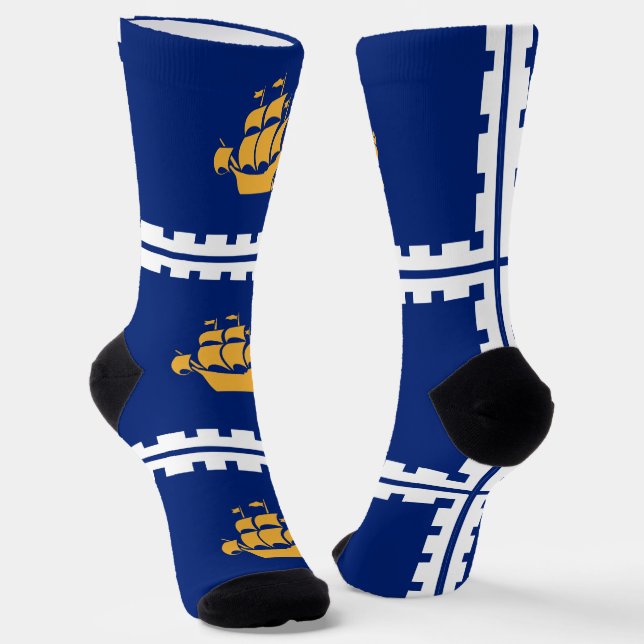 Calcetines Men crew socks with flag of Quebec City (Angular)