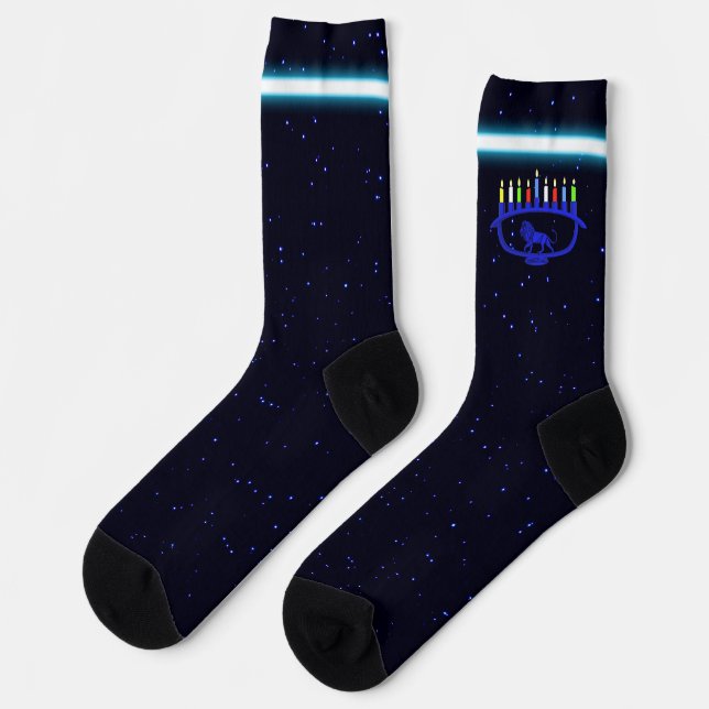 Calcetines Menorah de león azul (Izquierda)