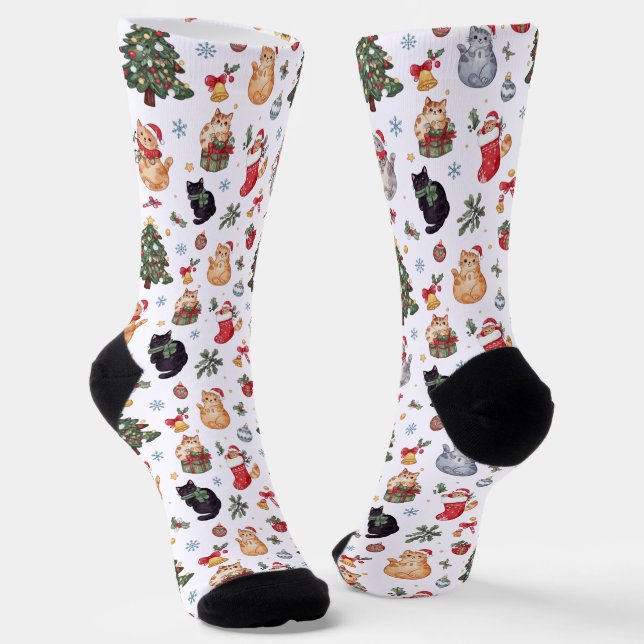 Calcetines Meowy Christmas Cat Lover Crew Socks (Angular)