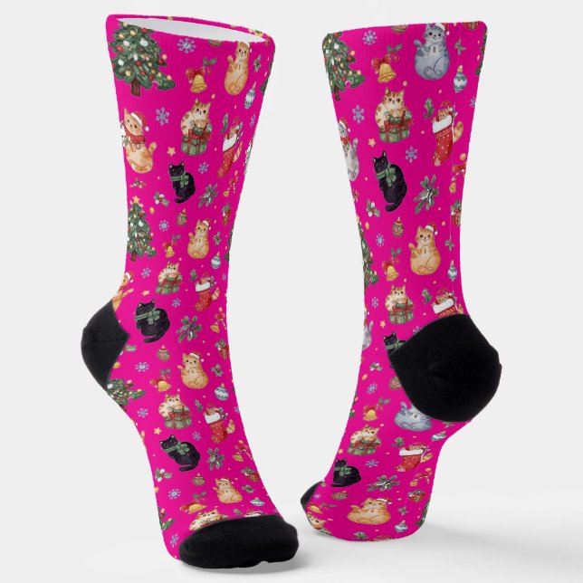 Calcetines Meowy Christmas Cat Lover Crew Socks (Angular)