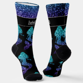 Calcetines Mermaid aqua azul sombrío Patrón de espárragos Tu