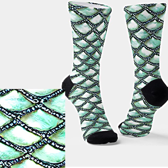Calcetines Mermaid Aqua Scales Diamante De Plata Perla (Subido por el creador)