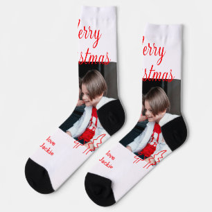 Calcetines Merry Christmas árbol de Navidad retro foto niños 