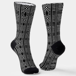 Calcetines Mezcla de manteles negros y blancos del pop africa