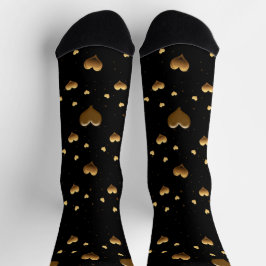 Calcetines Mi amor elegante corazón de oro en negro
