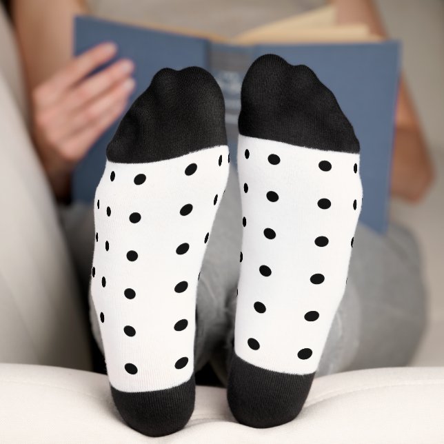 Calcetines Mini puntos de polka negros en blanco (Abajo)
