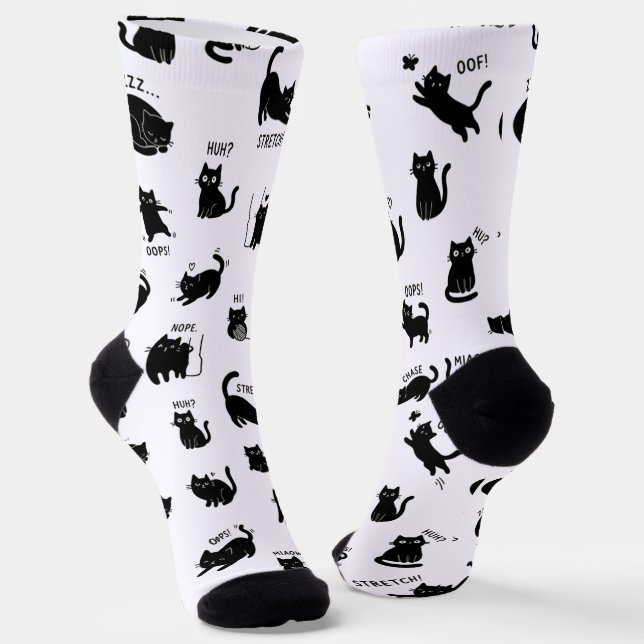 Calcetines Minimalist Funny Black Cats Pattern  (Angular)