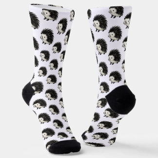 Calcetines Minimalist Hedgehog – Black Ink Animal Design on 