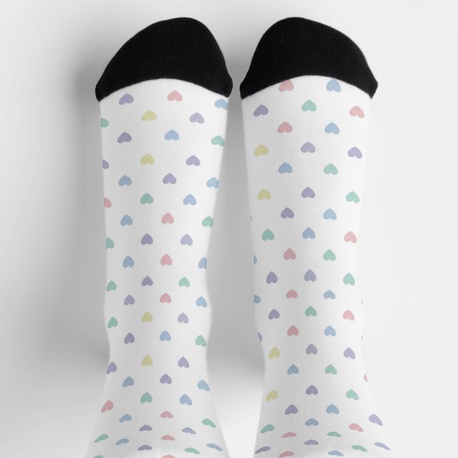 Calcetines Minimalist Soft Pastel Heart Pattern Crew Socks (Arriba)
