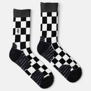 Calcetines Minimalista Retro Cuadros – Streetwear Monocromo