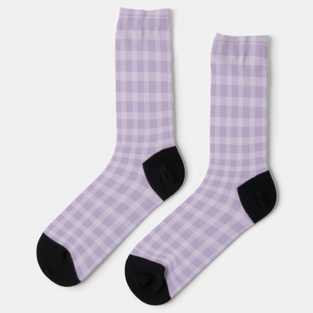 Calcetines Moda acuática moderna Purple Gingham Plaid (Izquierda)
