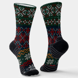 Calcetines Moda antigua estilo retro Olive green and red Dad