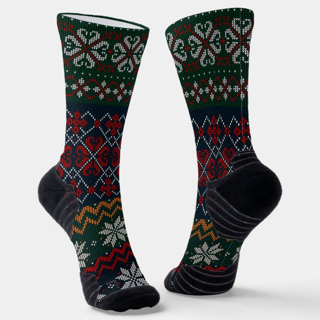 Calcetines Moda antigua estilo retro Olive green and red Dad (Angular)