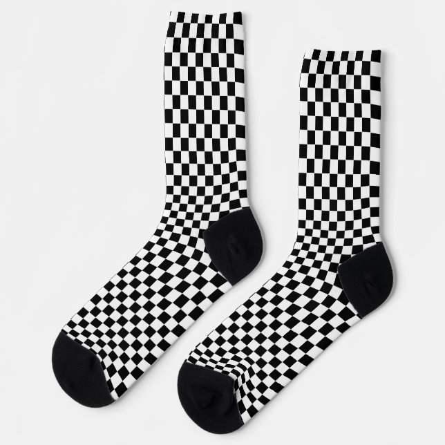 Calcetines Moda de Cuadros en Negro y Blanco  (Izquierda)