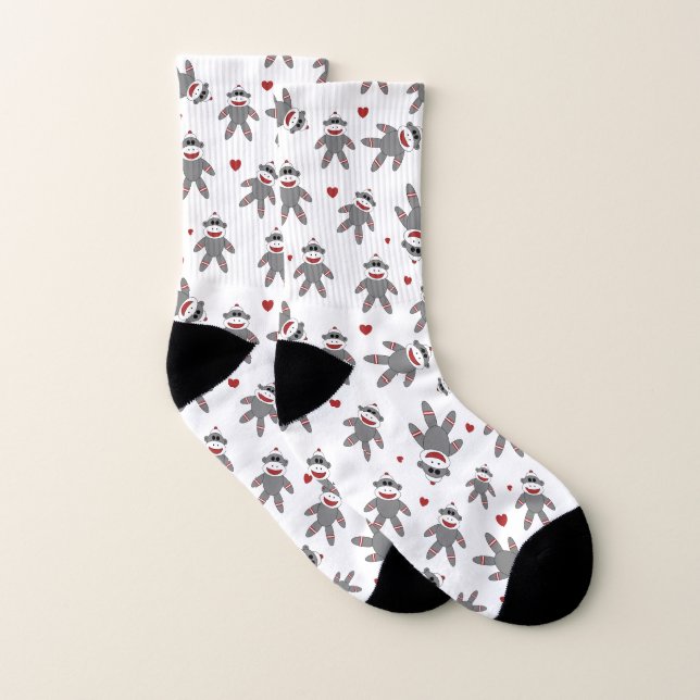 Calcetines Moda de monos con el patrón del corazón rojo (Par)
