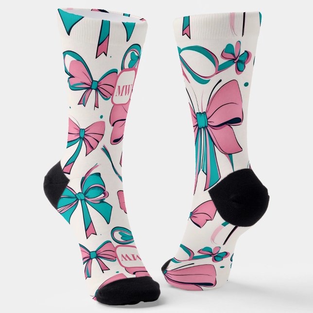Calcetines Moda en monograma de arcos crema verde azulados ro (Subido por el creador)