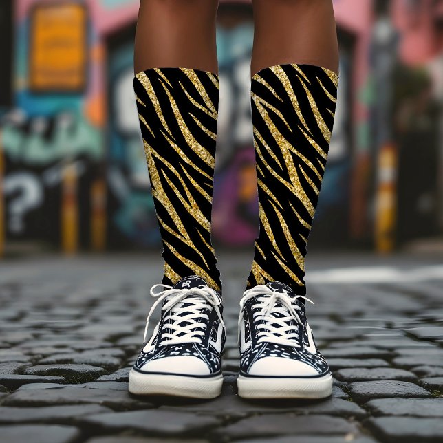 Calcetines Moda femenina de lujo negro dorado estilo Zebra im (Subido por el creador)