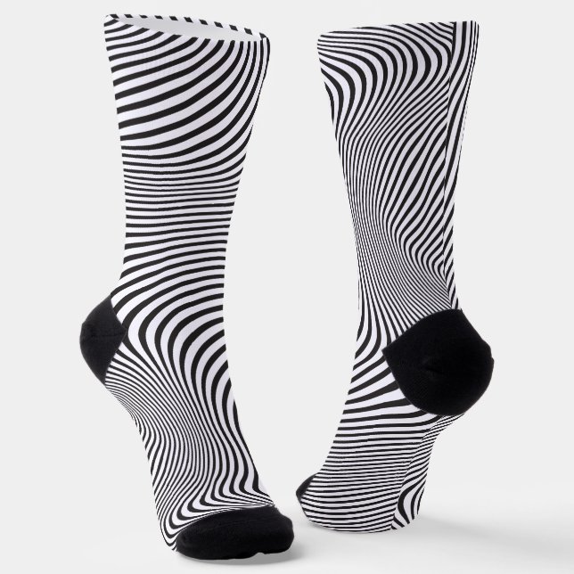 Calcetines Modern Art Op-Art MCM Black White Zebra Stripes (Angular)