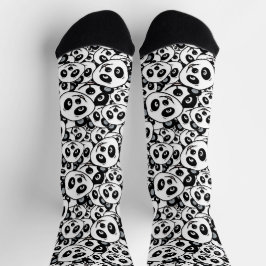 Calcetines Modern Black and White Cute Panda Bear Pattern