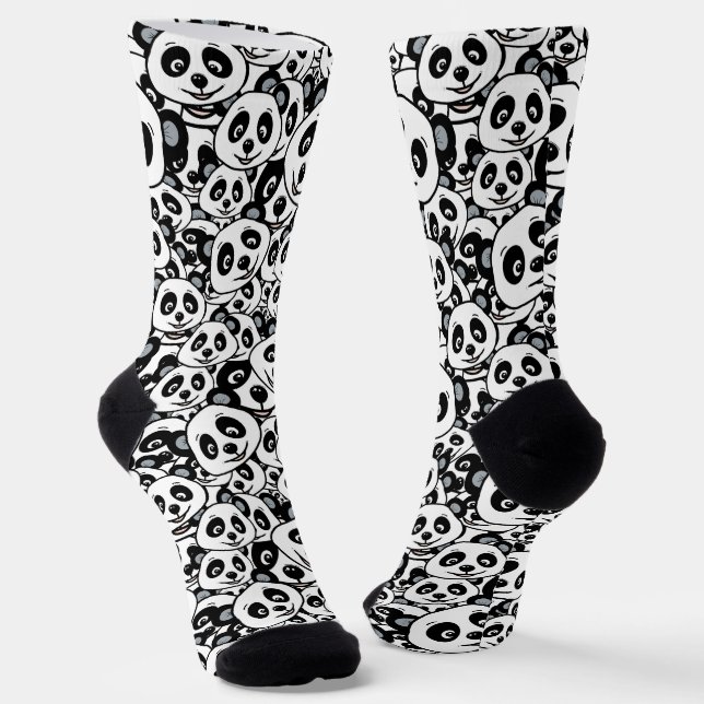 Calcetines Modern Black and White Cute Panda Bear Pattern (Angular)