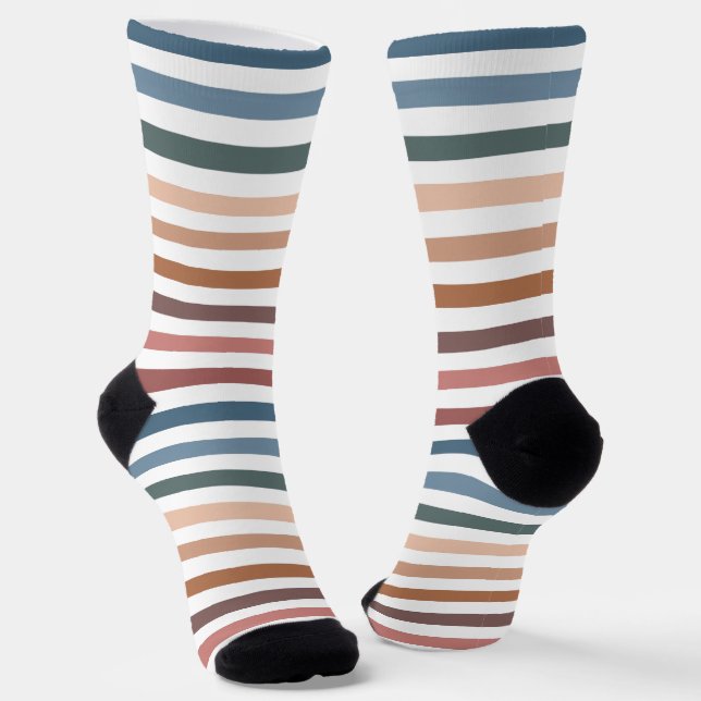 Calcetines Modern Boho Earth Tones Striped (Angular)