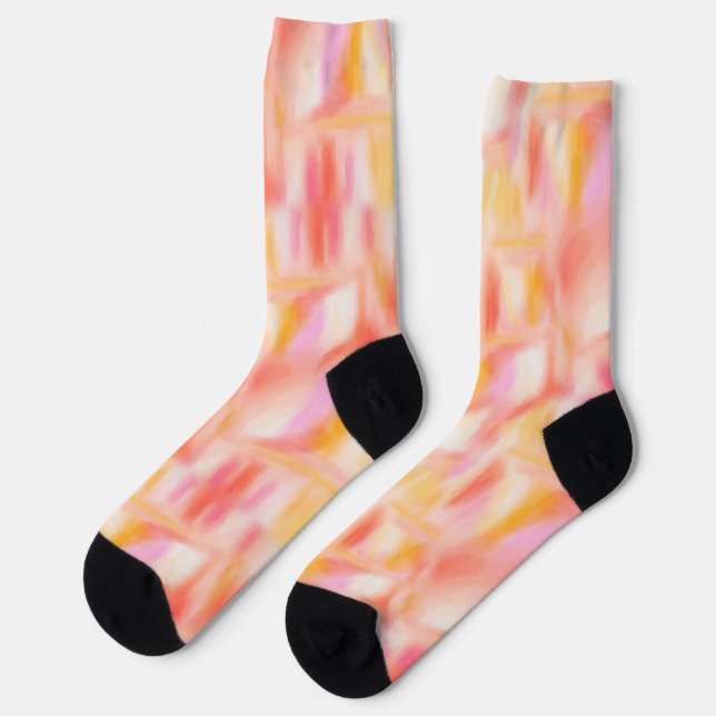 Calcetines Modern Cute Light Pink Yellow Tie Dye Pattern (Izquierda)