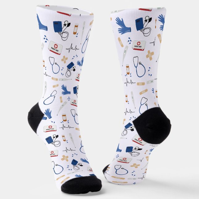 Calcetines Modern Medical Doctor Nurse Pattern (Angular)