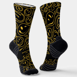 Calcetines Moderna sonrisa Novia Groomsmen amarillo negro