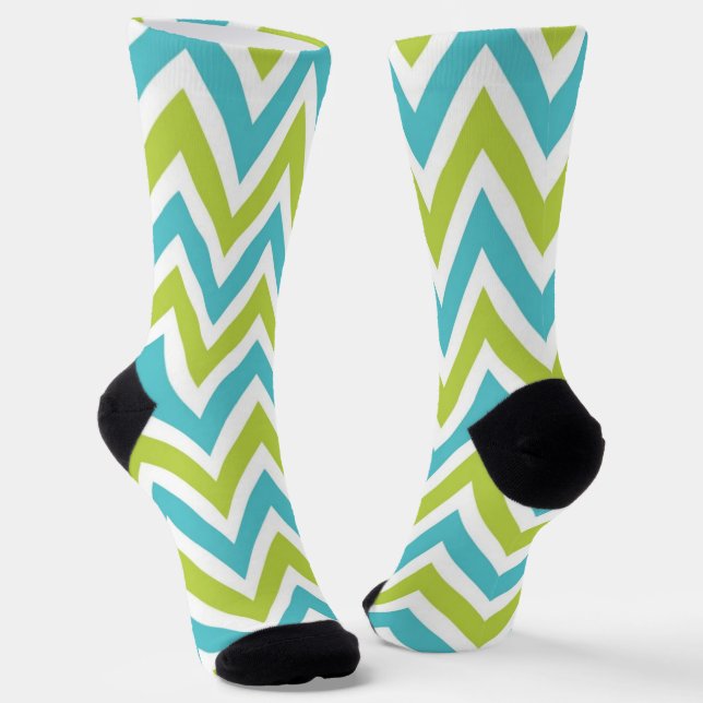 Calcetines Moderno Chevron azul y verde (Angular)