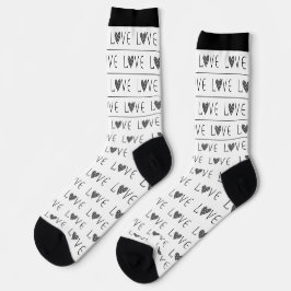 CALCETINES MODERNO EL DÍA DE SAN VALENTÍN BLANCO Y NEGRO