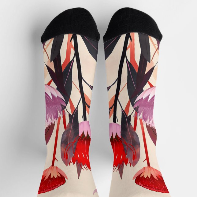 Calcetines Moderno Minimalista Boho Floral Botánico (Arriba)
