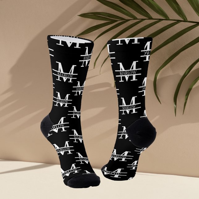 Calcetines Moderno Monograma Elegante Diseñador Personalizado (Subido por el creador)