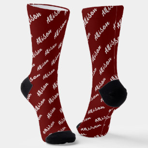 Calcetines Moderno Rojo Monogramado Mínimo Simple