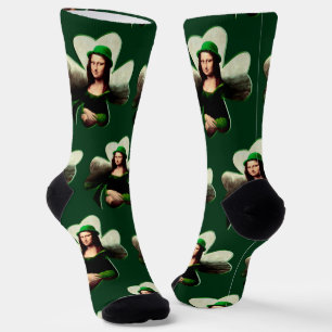 Calcetines Mona Lisa Día de San Patricio Trébol