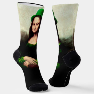 Calcetines Mona Lisa Día de San Patricio Trébol