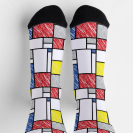 Calcetines Mondrian Scribbles Minimalista De Stijl Arte Moder