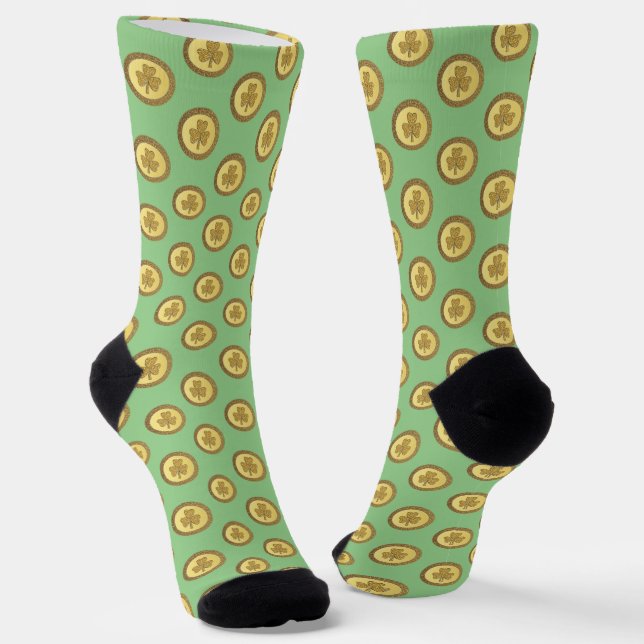 Calcetines Moneda de oro de Shamrock irlandés, de suerte (Angular)