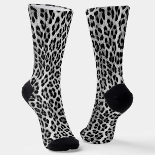 Calcetines Monocromo blanco y negro, patrón leopardo