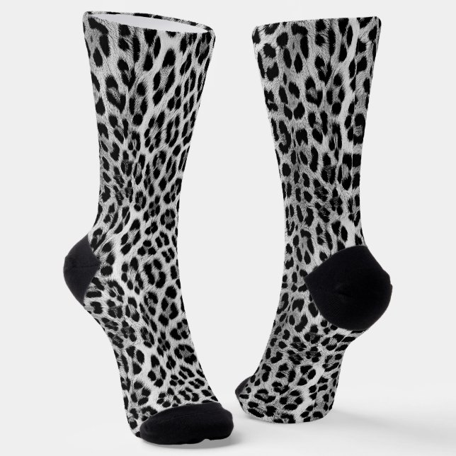 Calcetines Monocromo blanco y negro, patrón leopardo (Angular)