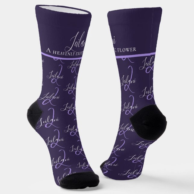 Calcetines Monogram name meaning Leilani purple custom (Angular)