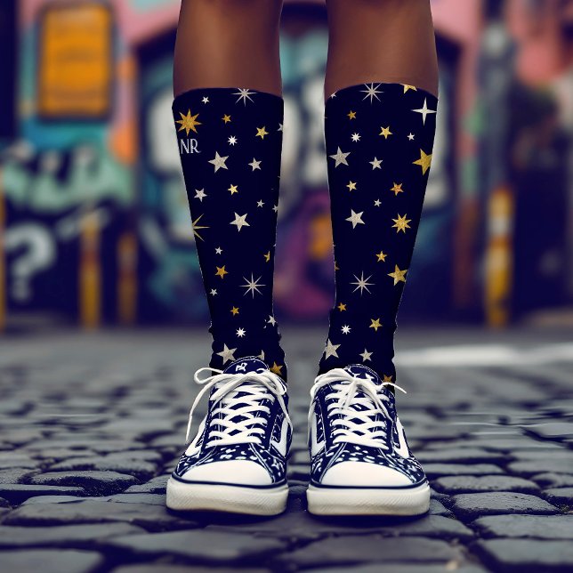 Calcetines Monograma azul de la Marina de las Estrellas de Pl (Subido por el creador)